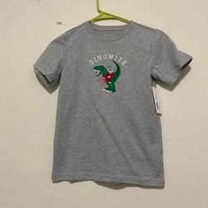 Janie and Jack Gray Dinosaur embroidered Kids T-Shirt
